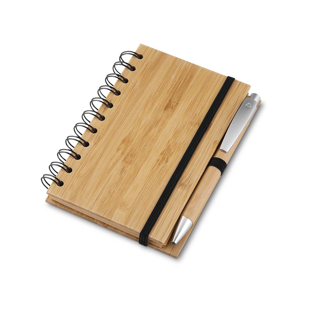 Caderno A6 Capa em Bambu com caneta (14x09cm)
