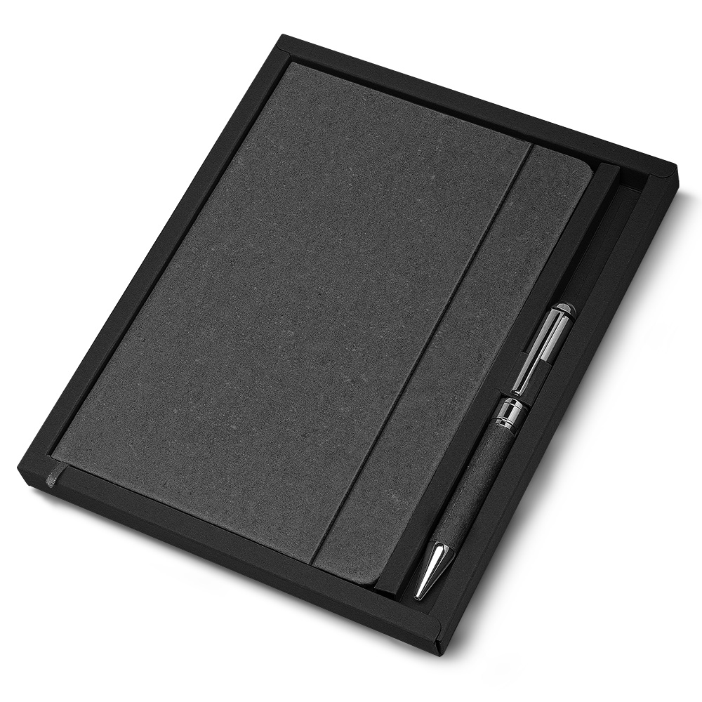Kit Escritório A5 Capa em Couro Reciclado e Caneta Metalica