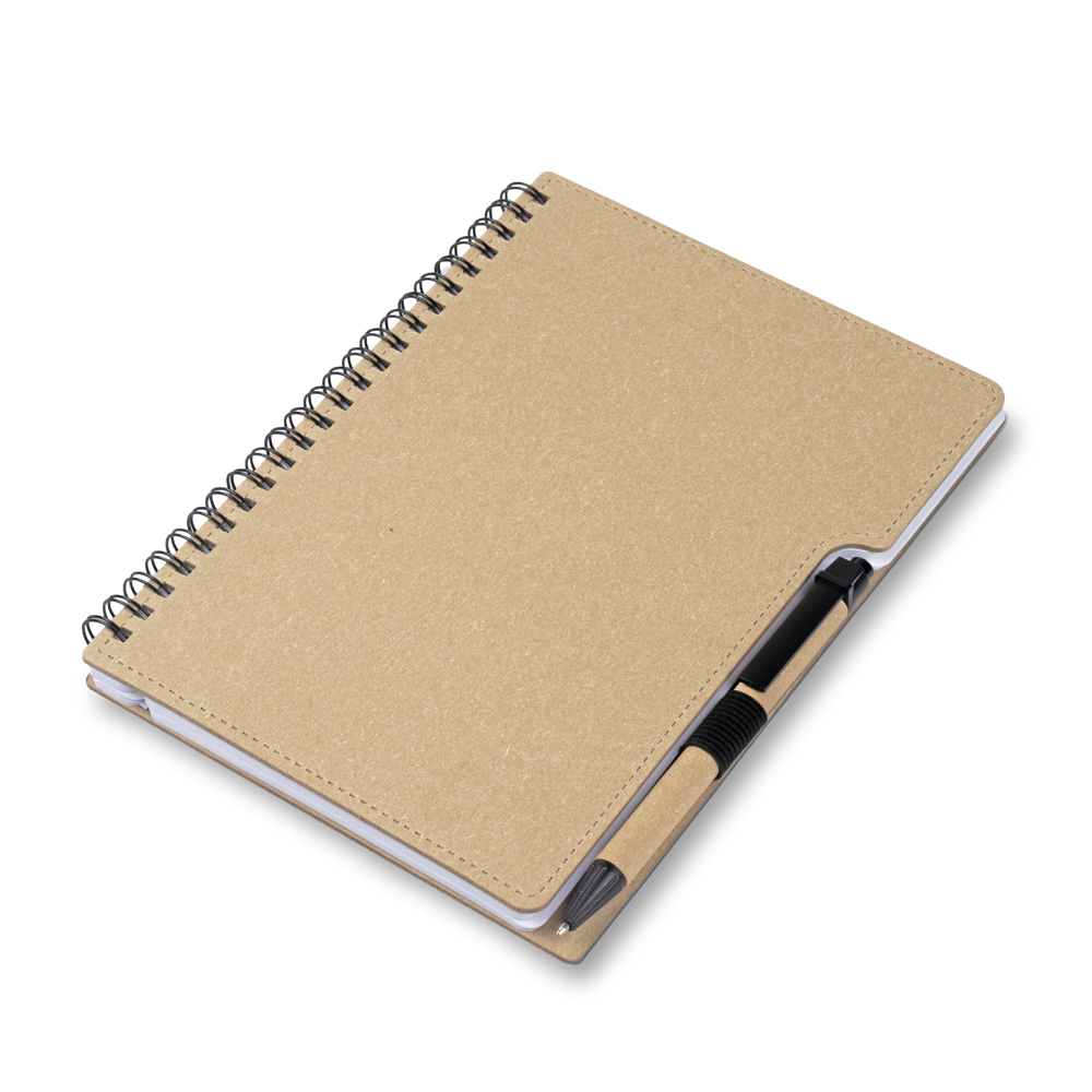 Caderno A5 Capa em Papelão Reciclado c/ Caneta