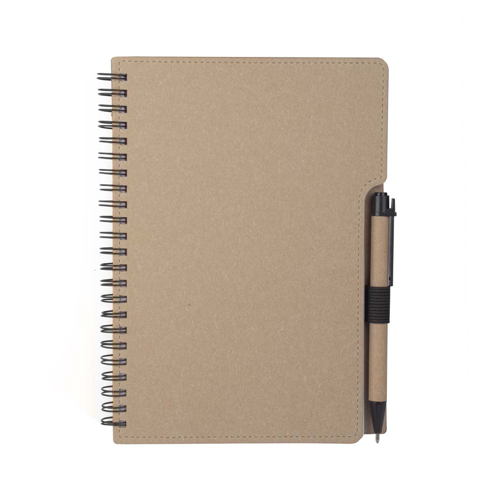 Caderno A5 Capa em Papelão Reciclado c/ Caneta
