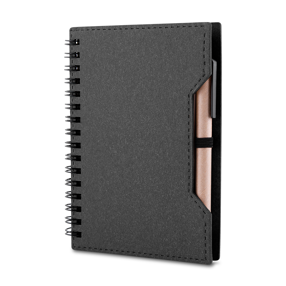 Caderno A6 capa em papelão reciclado com caneta