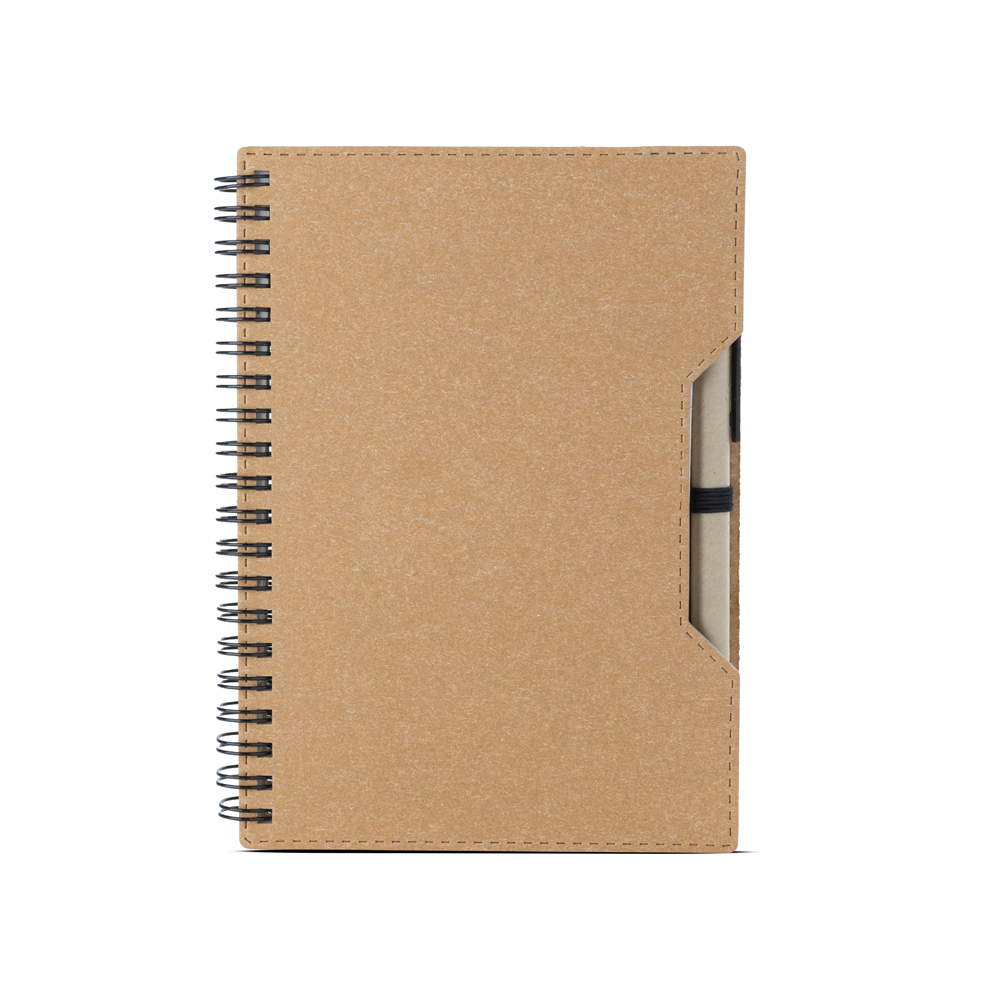 Caderno capa em papelão reciclado com caneta
