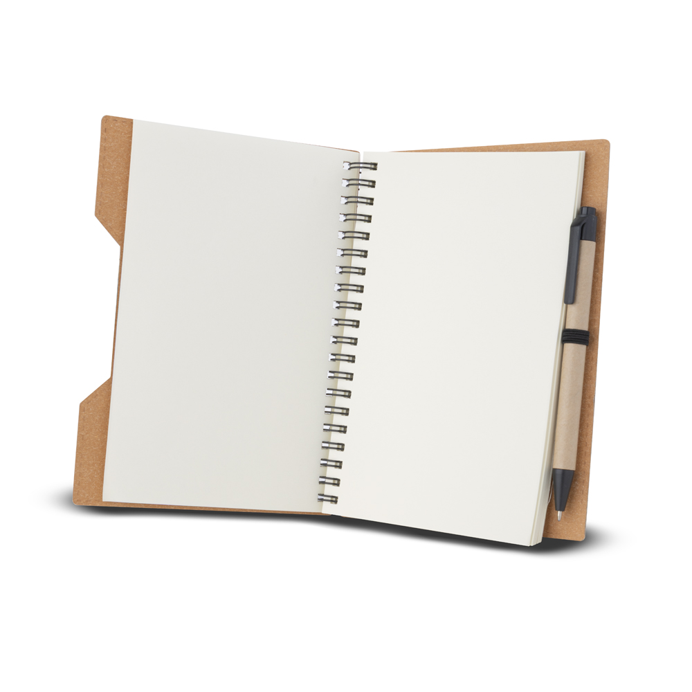 Caderno capa em papelão reciclado com caneta