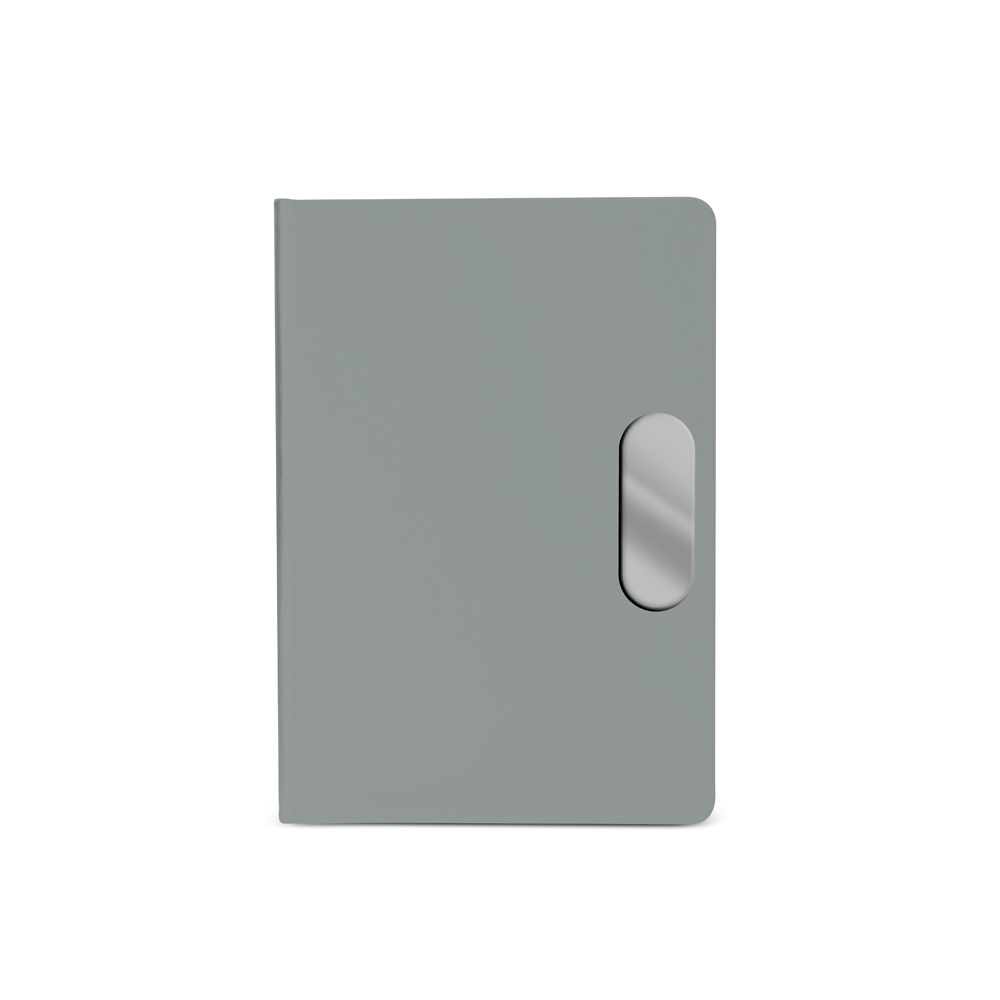Caderno em PU com placa em metal